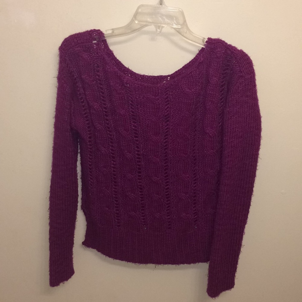 Dark Pink Aeropostale Cable Knit Sweater